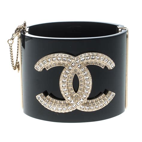 chanel black acryclic cuff bracelet|Chanel jewelry bracelets.